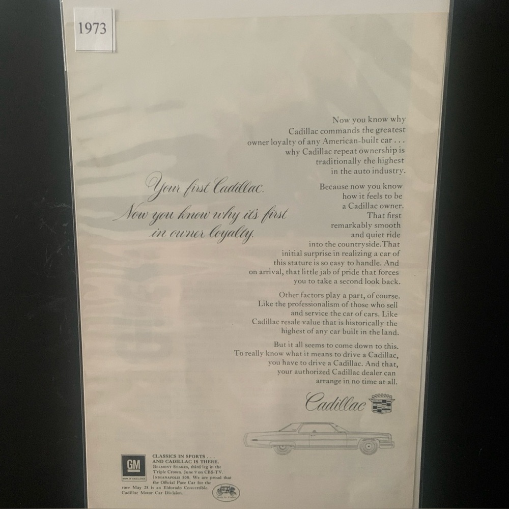 Vintage 1973 Cadillac Your First Cadillac Ad Advertisement